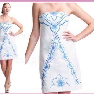 Lilly Pulitzer Bowen dress with blue embroidery